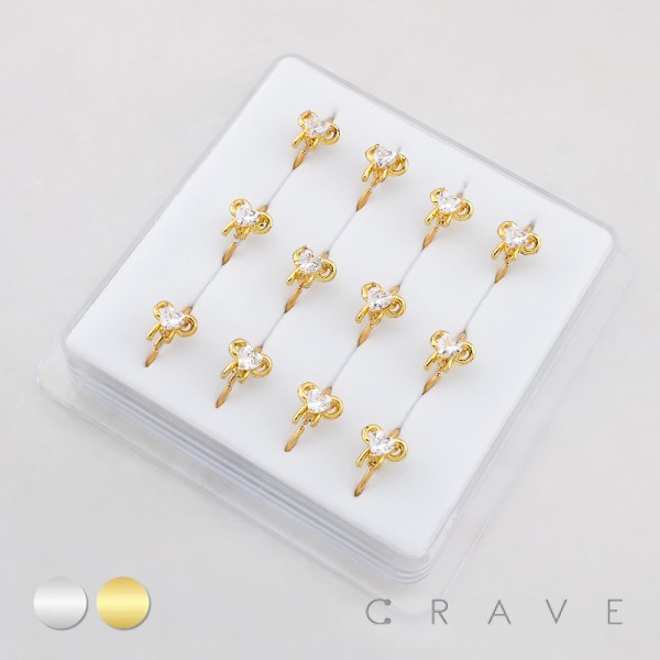 HEART CZ RIBBON NOSE HOOP BOX 316L SURGICAL STEEL